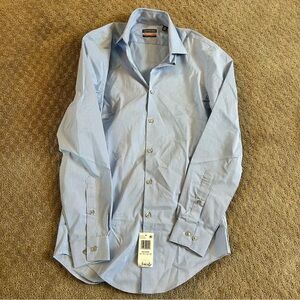 NWT Mens Van Heusen Air 14.5 Dress Shirt Slim Fit Stretch 35/37 Blue Silver